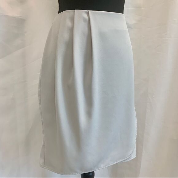 BANANA republic light gray pleated wrap front pencil skirt Sz 6 NWOT - Picture 3 of 12